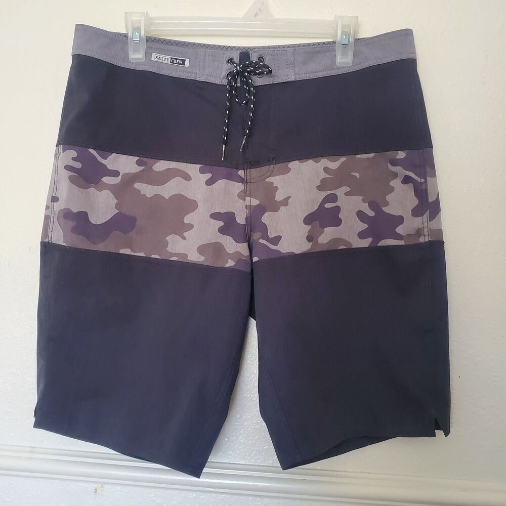 Salty Crew Board Shorts Salty Camo Break-Up Trunks Fishing Surfing Size 32